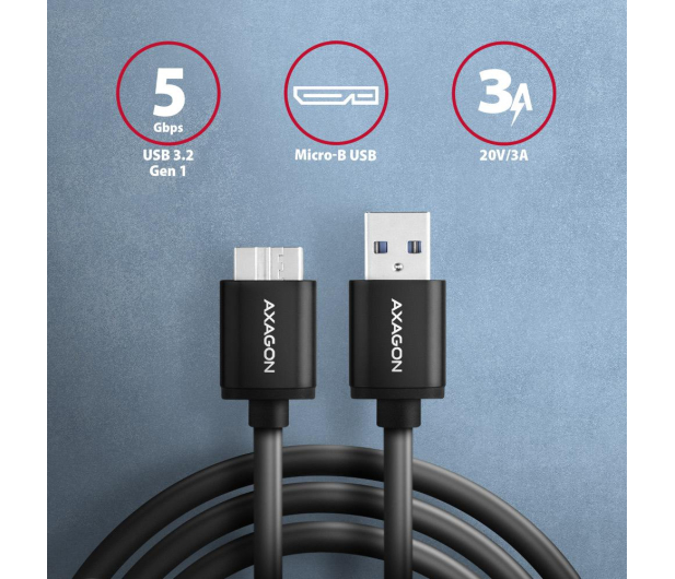 Axagon Kabel BUMM3-AM10AB SPEED Micro-B USB - USB-A 3.2 Gen 1 1 m - 1485429 - zdjęcie 4